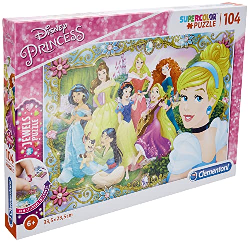 Clementoni Disney Puzzle 104 Piezas con Joyas Princess, Multicolor, única (20147.1)