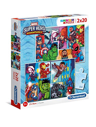 Clementoni- Marvel Super Hero Other Puzzles, 2x20 Piezas, Multicolor (24768)