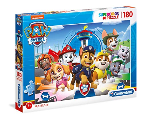 Clementoni-Paw Patrol Supercolor Puzzle – La Patrulla Canina – 180 Piezas – Fabricado en Italia, puzle niños 7 años +, Multicolor (29105)