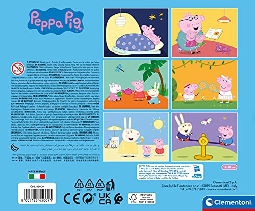 Clementoni Peppa Pig-Puzzle niños de 3 años-Cubos de 12 Piezas-Play For Future-Materiales 100% reciclados-Fabricado en Italia, Rompecabezas Infantiles, Dibujos Animados, Multicolor (45009)