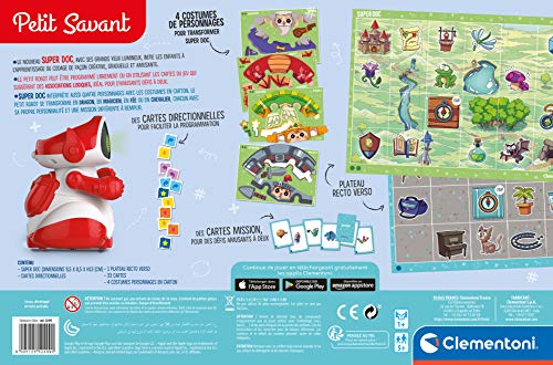 Clementoni- Petit Savant Super Doc - Juego Educativo programable - Robot de codificación - versión Francesa a Partir de 5 años, Multicolor (52499)