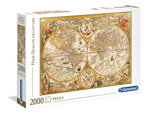 Clementoni Pingüinos De Madagascar Puzzle 2000 Piezas Mapa Antiguo (32557), Multicolor