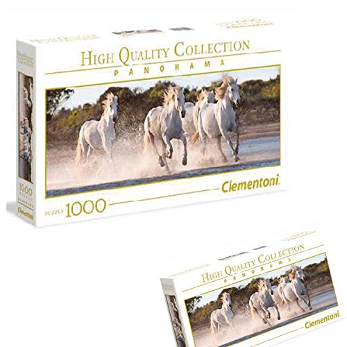 Clementoni- Puzzle 1000 Piezas Panorama Caballos a la Carrera (39441.8)