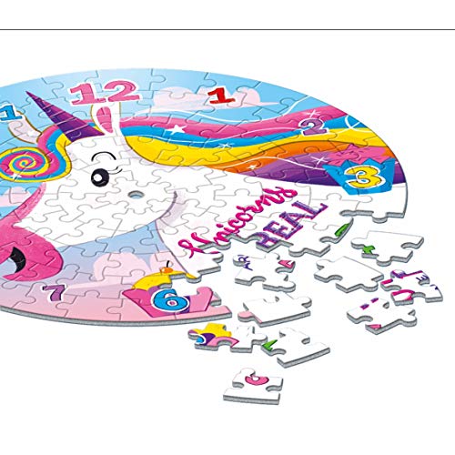 Clementoni- Puzzle 96 Piezas Reloj Unicornios, Multicolor (23035.8)