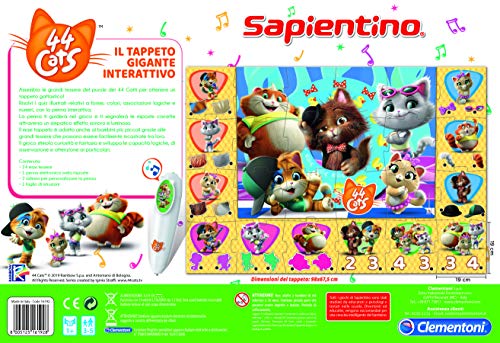 Clementoni- Sapientino 44 Gatos – Alfombra Gigante interactiva, 3 + años, Multicolor (16192)