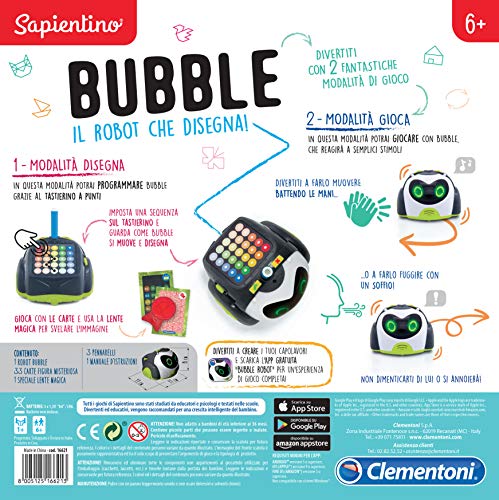 Clementoni- Sapientino Bubble 16621-Robot Educativo para niños, Multicolor (16621)