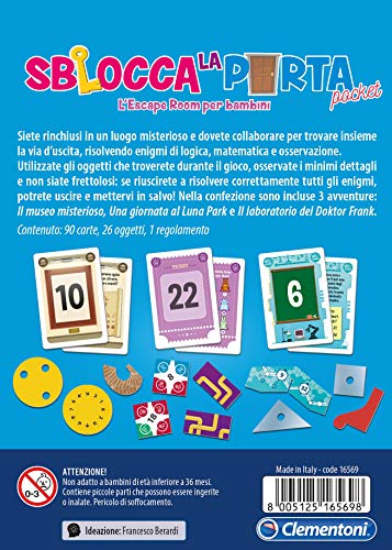 Clementoni- Sblocca la Porta Juego de Cartas, Individual, Multicolor (16569)