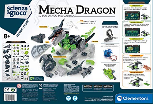 Clementoni - Science & Play-Mecha Dragon Robot Ciencia y Juegos Robotics Juegos Educativo e Interactivo, Multicolor, 19170