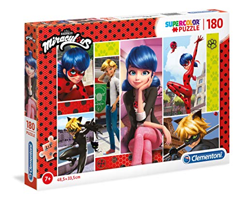 Clementoni- Supercolor Puzzle – Miraculous – 180 Piezas, Multicolor (29758)