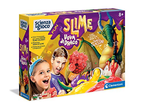 Clementoni Uova di Drago Juego científico de 8 años, Laboratorio Experimentos, Squishy, Fábrica, Kit para Slime, versión en Italiano, Color 3, 3 (19194)