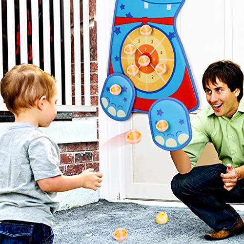 CLISPEED Juego de 20 pelotas de velcro con dardos para niños, juego de pelota de pesca, juego de pelota, juego de pelotas de repuesto, juego de velcro para jugar en la playa y al aire libre