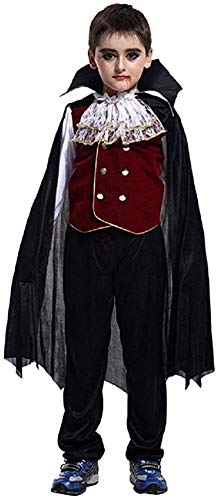 Cloudkids - Disfraz Vampiro para Niños Halloween Disfraces Twilight Vampiros Ropa Pantalones Cape Crepúsculo Regalo para Halloween Carnaval 9-12 Años