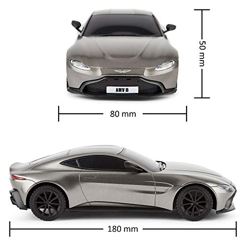 CMJ RC Cars Coche de Control Remoto con Licencia Oficial Aston Martin Vantage de 1:24 Escala (Verde)