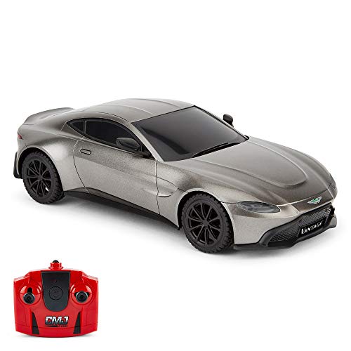 CMJ RC Cars Coche de Control Remoto con Licencia Oficial Aston Martin Vantage de 1:24 Escala (Verde)