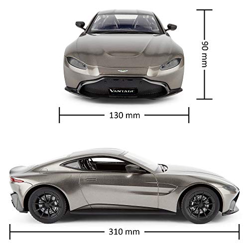 CMJ RC Cars ™ Aston Martin Coche de control remoto Aston Martin 1:14 gris con licencia oficial