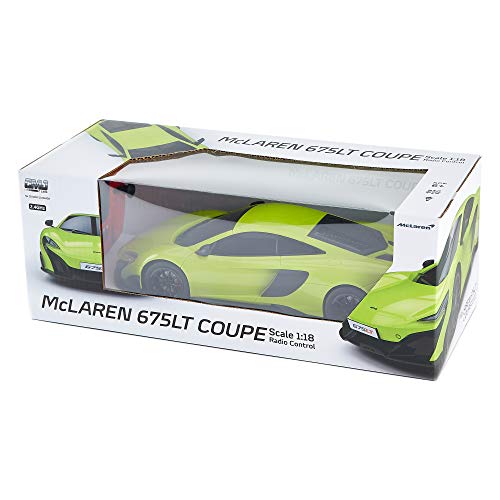 CMJ RC Cars ™ McLaren 675LT Coche de control remoto con licencia oficial Coche 1:18 Escala Luces de trabajo 2.4Ghz Verde