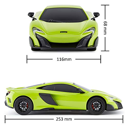 CMJ RC Cars ™ McLaren 675LT Coche de control remoto con licencia oficial Coche 1:18 Escala Luces de trabajo 2.4Ghz Verde