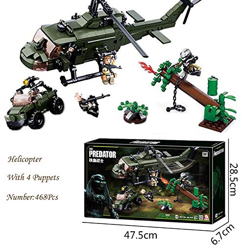 CN.Bricks Predator VS Alien Movie Armored Car Helicóptero Bloque de construcción Set de Juguete (Helicoper B0719A-Sin Caja Original)