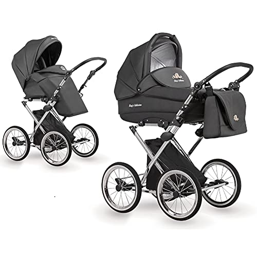 Cochecito Retro 3en1 2en1 Kings Collection Isofix Suspensión del cinturón de Lux4Kids Black K07 Silla de auto 4 en 1 + ISOFIX