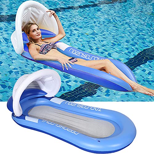 Colchoneta hinchable para piscina, juguete, hamaca, con red, para adultos, 150 x 90 cm, juego de agua, plegable, para piscina, silla de agua (azul)