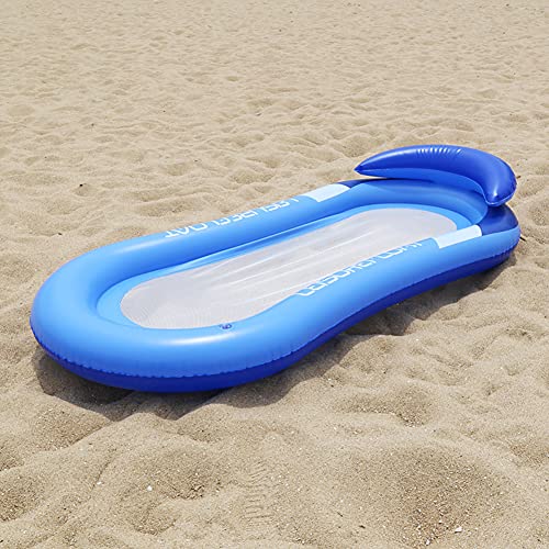 Colchoneta hinchable para piscina, juguete, hamaca, con red, para adultos, 150 x 90 cm, juego de agua, plegable, para piscina, silla de agua (azul)