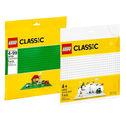 Collectix Lego Classic 11010 - Placa de construcción blanca y placa verde 10700