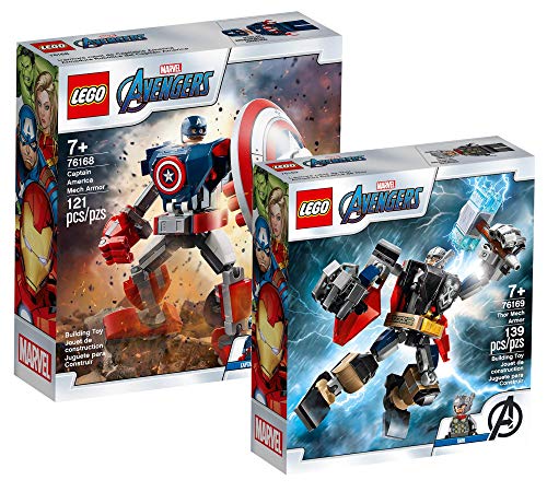 Collectix Lego Set - Marvel Avengers Capitán América Mech 76168 + Marvel Avengers Thor Mech 76169, el regalo perfecto para niños a partir de 7 años.