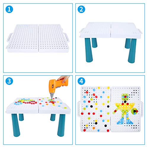 Colmanda Puzzles 3D Mosaicos Infantiles, 251 Piezas Tablero de Mosaico Juguete con Herramienta Tornillo, Puzzles 3D Montessori Juguetes Mosaicos Infantiles para Niños