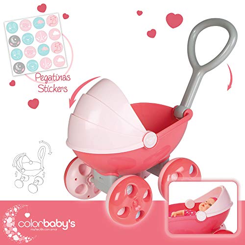 ColorBaby - Carritos para muñecas, Carrito bebe, Carro muñecas, Cochecito de muñecas, Juguete bebe, Silla bebe coche, Accesorios muñecas bebe, Carrito bebe juguetes (46532)