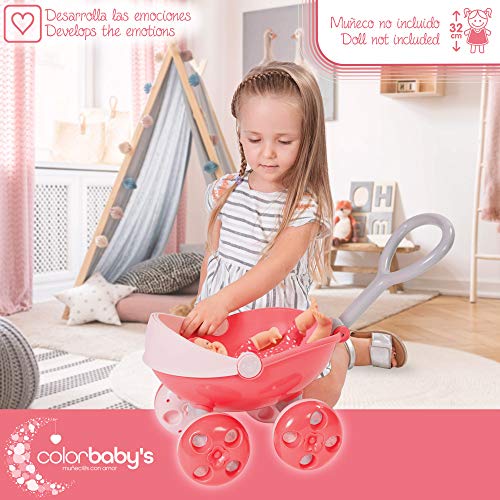 ColorBaby - Carritos para muñecas, Carrito bebe, Carro muñecas, Cochecito de muñecas, Juguete bebe, Silla bebe coche, Accesorios muñecas bebe, Carrito bebe juguetes (46532)