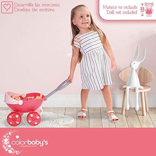 ColorBaby - Carritos para muñecas, Carrito bebe, Carro muñecas, Cochecito de muñecas, Juguete bebe, Silla bebe coche, Accesorios muñecas bebe, Carrito bebe juguetes (46532)