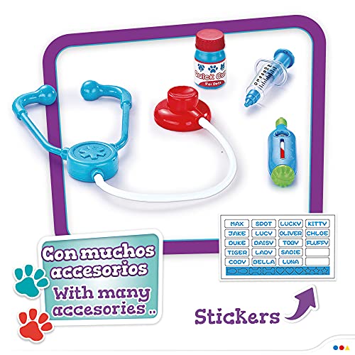 Colorbaby Maletín veterinarios juguete, Set veterinario juguete, Perro de peluche, con accesorios, Cuidado de mascotas, Centro veterinario, + 3 años, COLORBABY (46647), Multicolor