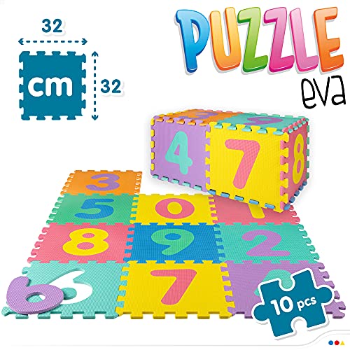 ColorBaby - Suelo puzzle bebé, 10 piezas, 32x32 cm, números de 0 al 9, Alfombra números, Goma eva bebé, Puzzle foam, Suelo para bebés, Juego para bebés y niños, CB Toys (43648)