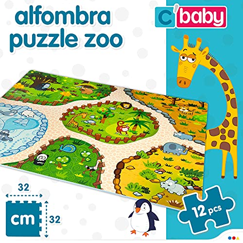 ColorBaby - Suelo puzzle bebé, 12 piezas, 32x32 cm, Alfombra zoo para niños, Puzzle alfombra bebé, + 2 meses, Alfombra goma eva, Alfombras infantiles puzle, COLORBABY (46556)