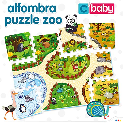 ColorBaby - Suelo puzzle bebé, 12 piezas, 32x32 cm, Alfombra zoo para niños, Puzzle alfombra bebé, + 2 meses, Alfombra goma eva, Alfombras infantiles puzle, COLORBABY (46556)