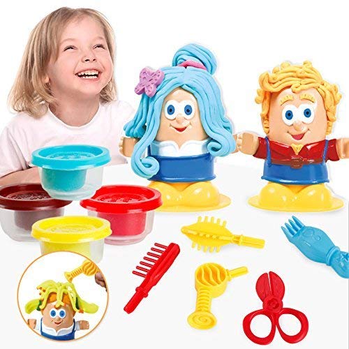 Colorido no venenoso para niños Barber Clay Juego Dough Hairstyle Juego de Juego Kit Clay Dough Mold Juego DIY Toy Juego de imaginación