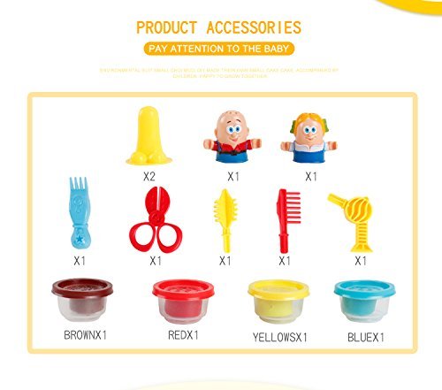 Colorido no venenoso para niños Barber Clay Juego Dough Hairstyle Juego de Juego Kit Clay Dough Mold Juego DIY Toy Juego de imaginación