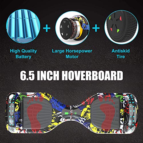 COLORWAY 6.5¡° Patinete El¨¦ctrico con Silla, Hoverboards Altavoz Bluetooth y LED, Scooter para Ni?os (Hip-Hip)