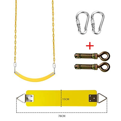 Columpio Asiento de Swing Suave con Cadena de Hierro para niños y Adultos Silla Colgante cómoda, Instalación de Tornillos (Color : Yellow, Size : 1.8m Chain)