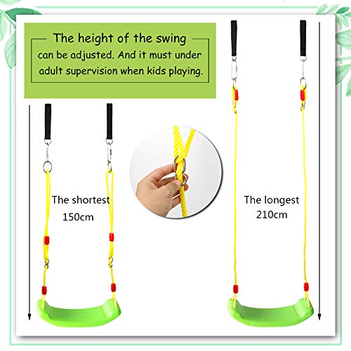 Columpio Infantiles Asiento Columpio Jardin y Interior Casa con Cuerda Ajustable y Ganchos Carga MAX 200Pounds Oscilación para Niños 3 4 5