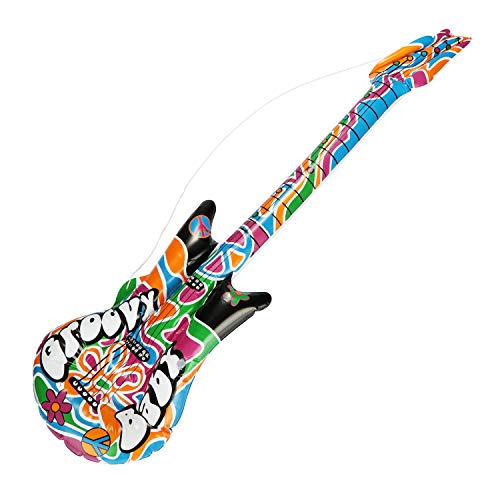 com-four® 2X Guitarras inflables en el Estilo Hippie - Guitarra de Aire Carnaval [la selección varía] - Artículo para Fiestas (Air Guitar - 2 Piezas)