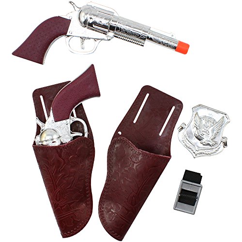 com-four® Conjunto de 12 Piezas de Vaquero con Pistolas, Fundas, Marcas y Cinturones - Disfraces Mardi Gras y Halloween