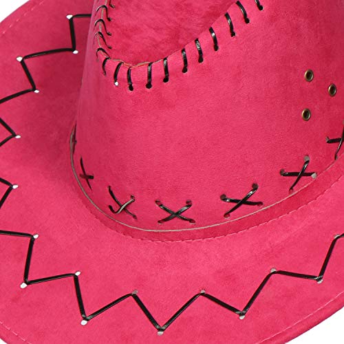 com-four® conjunto de sombreros de 2 piezas para vaqueros - sombrero occidental en rosa - sombreros para carnaval, carnaval, halloween, fiestas temáticas (02 piezas - vaquero rosa)