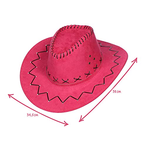 com-four® conjunto de sombreros de 2 piezas para vaqueros - sombrero occidental en rosa - sombreros para carnaval, carnaval, halloween, fiestas temáticas (02 piezas - vaquero rosa)