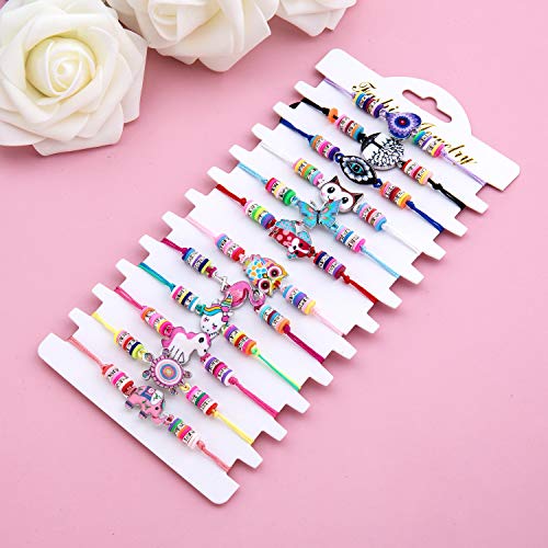 Comius Sharp Pulsera Amistad, 12 Piezas Pulsera Niña Pulsera Unicornio, Pulseras de Cuerda Trenzad Brazalete Joyería, Niña Regalo de Cumpleaños de Fiesta