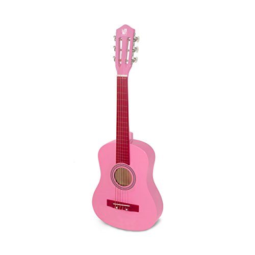 Concerto 701208 - Guitarra infantil (madera, 75 cm), instrumento musical para principiantes, guitarra de madera para aprendizaje, para niños a partir de 4 años, color rosa