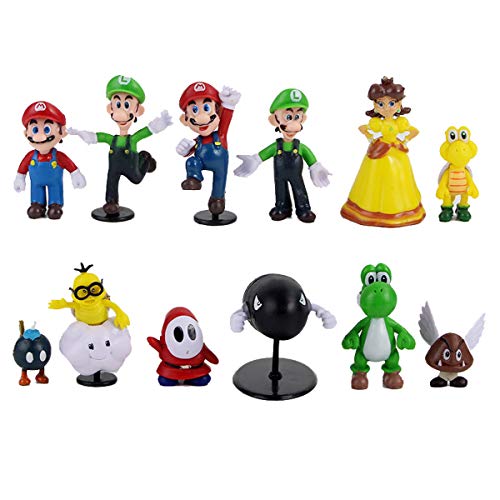 conjunto de 22 muñecas de juguetes de figuras de acción de Super Mario Bros, colecciones de modelos de PVC