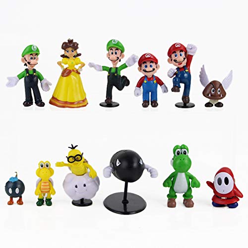 conjunto de 22 muñecas de juguetes de figuras de acción de Super Mario Bros, colecciones de modelos de PVC