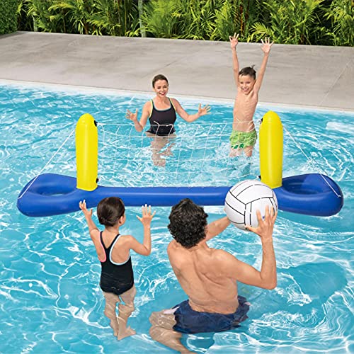 Conjunto De Juegos De Voleibol De La Piscina Inflable, Juego De Juguete De La Piscina De Voleibol Inflable Con Red Y Bolas, Cancha De Voleibol Juguete De La Piscina Para Niños Adultos Deportes