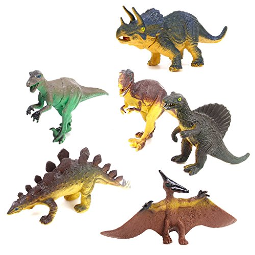 Conjunto de modelo de dinosaurio plástico Tyrannosaurus Stegosaurus Triceratops Utahraptor Simulación Colorida Dinosaurios Juguetes Animales para Niños